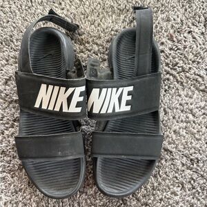 Nike Black and White Slip-On Sandals